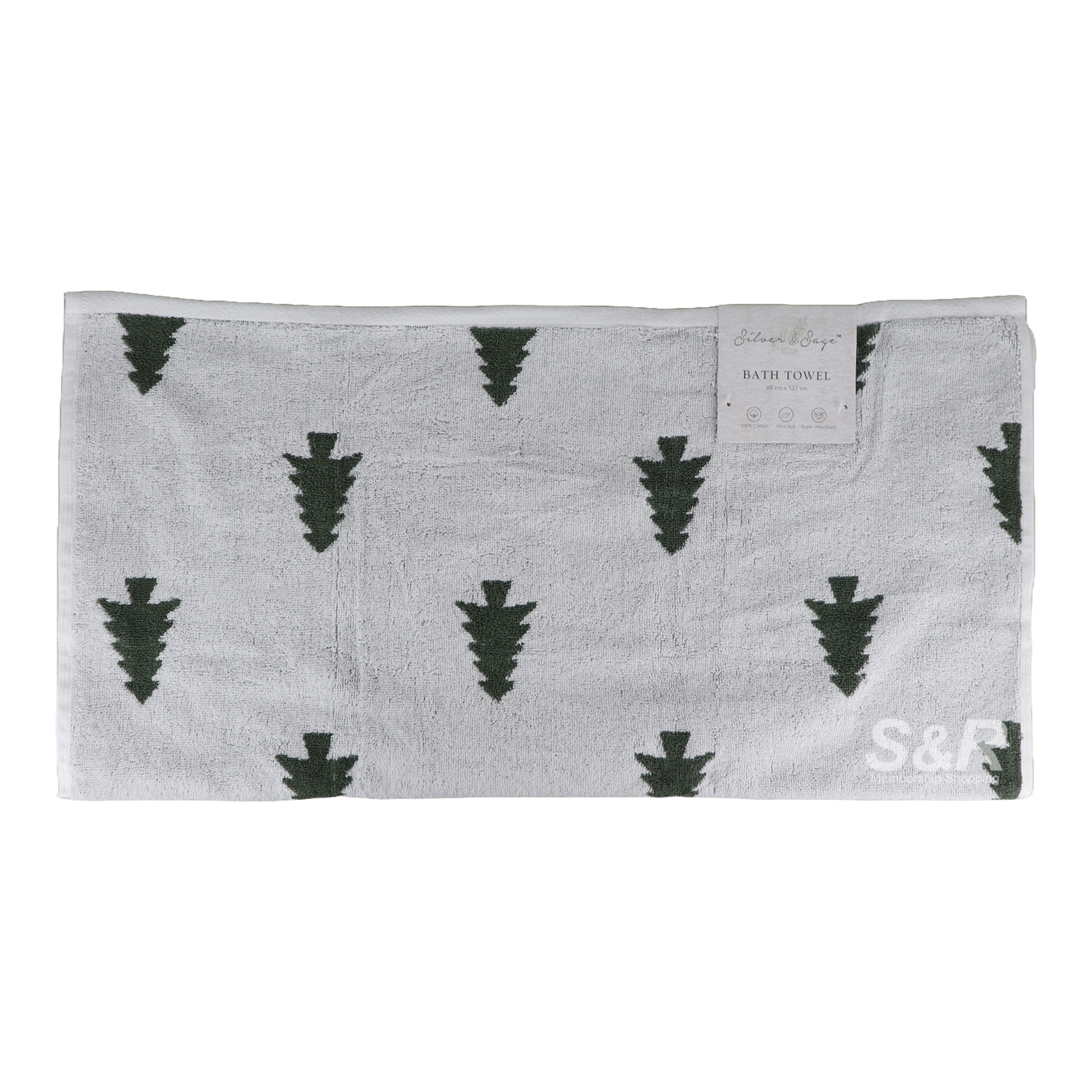 Silver and Sage Pine Tree Bath Towel 16x137 1pc